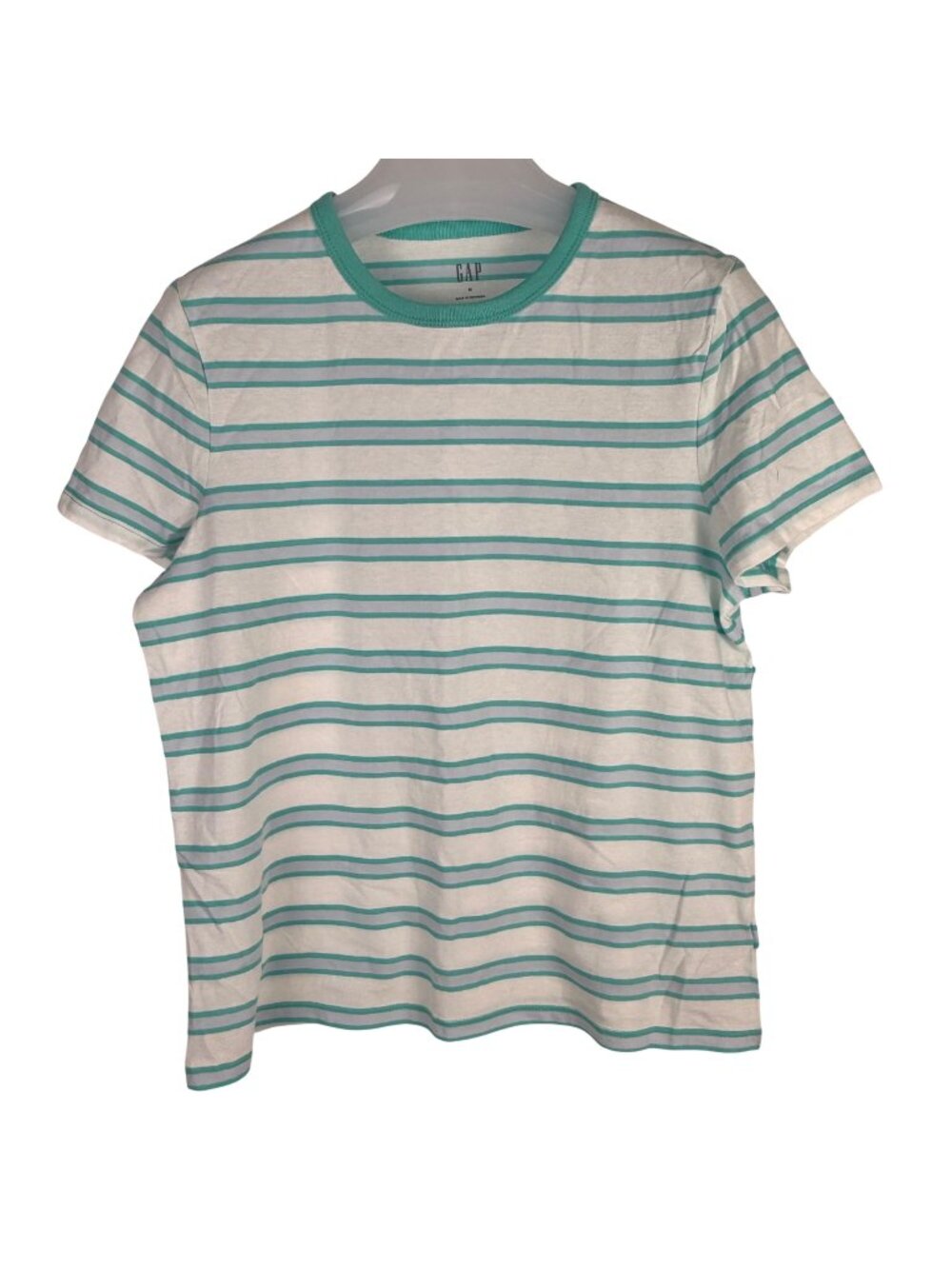Gap Crew Stripe Women's T-shirt Short-Sleeve Teal & White Stripe Size M